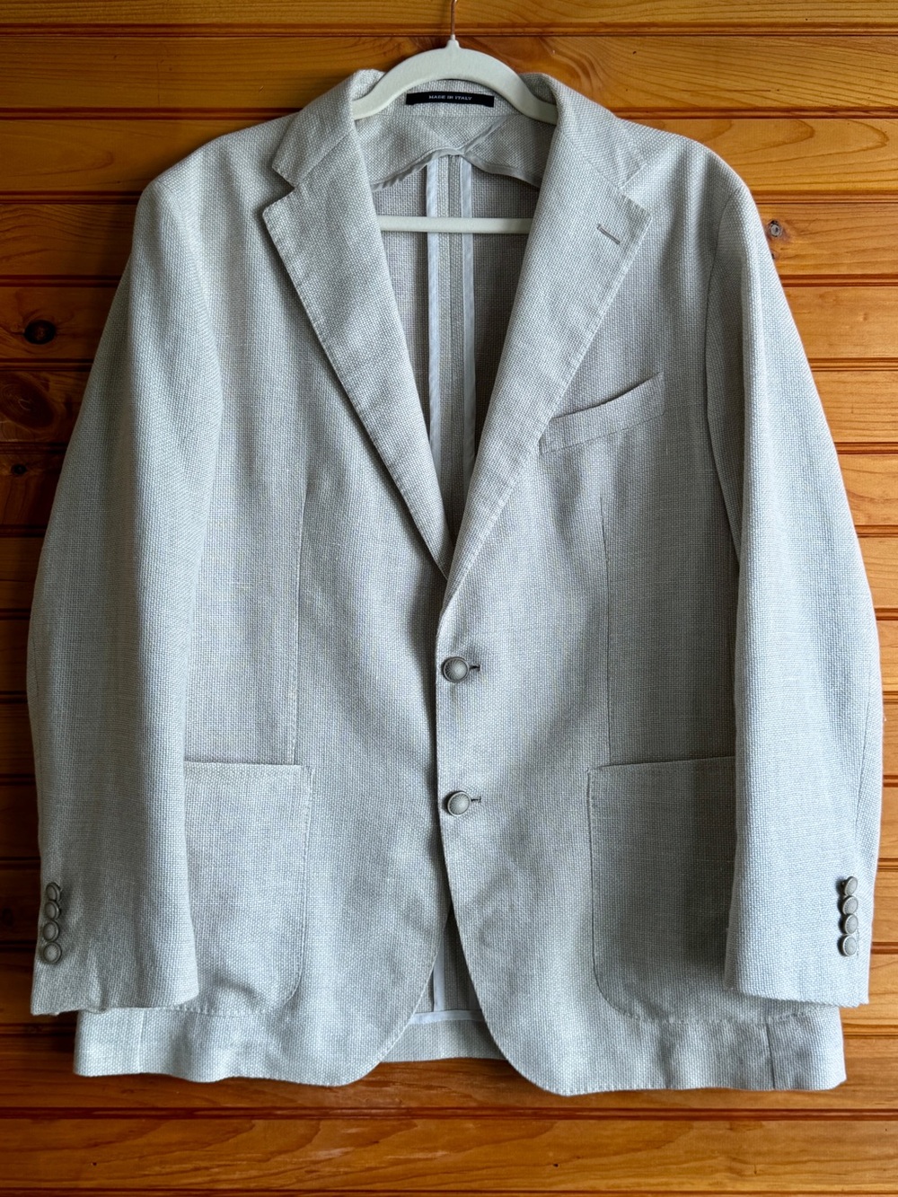 Tagliatore Montecarlo Sport Coat 44R Wool Linen Oatmeal Made in Italy